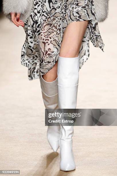 Shoe detail at the Roberto Cavalli show during Milan Fashion Week Fall/Winter 2018/19 on February 23, 2018 in Milan, Italy.