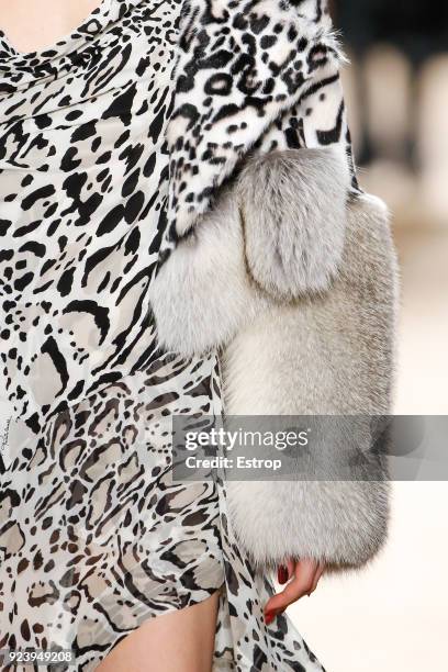 Clothing detail at the Roberto Cavalli show during Milan Fashion Week Fall/Winter 2018/19 on February 23, 2018 in Milan, Italy.