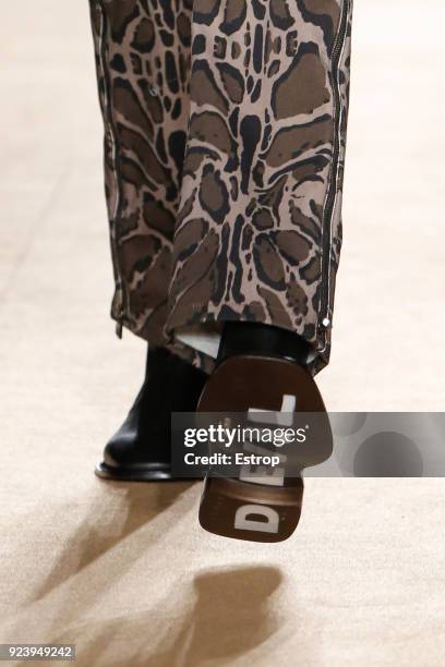 Shoe detail at the Roberto Cavalli show during Milan Fashion Week Fall/Winter 2018/19 on February 23, 2018 in Milan, Italy.