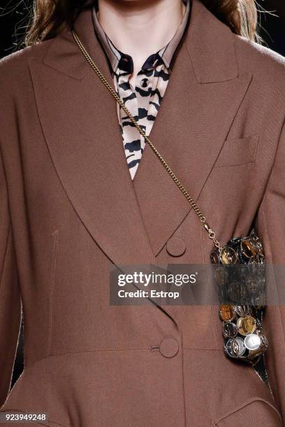 Clothing detail at the Roberto Cavalli show during Milan Fashion Week Fall/Winter 2018/19 on February 23, 2018 in Milan, Italy.