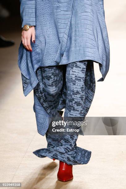 Clothing detail at the Roberto Cavalli show during Milan Fashion Week Fall/Winter 2018/19 on February 23, 2018 in Milan, Italy.