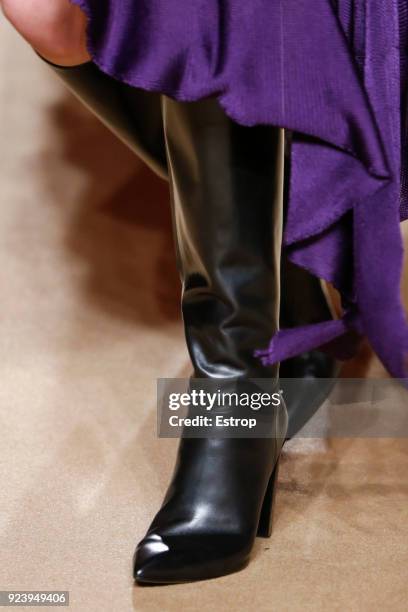 Shoe detail at the Roberto Cavalli show during Milan Fashion Week Fall/Winter 2018/19 on February 23, 2018 in Milan, Italy.