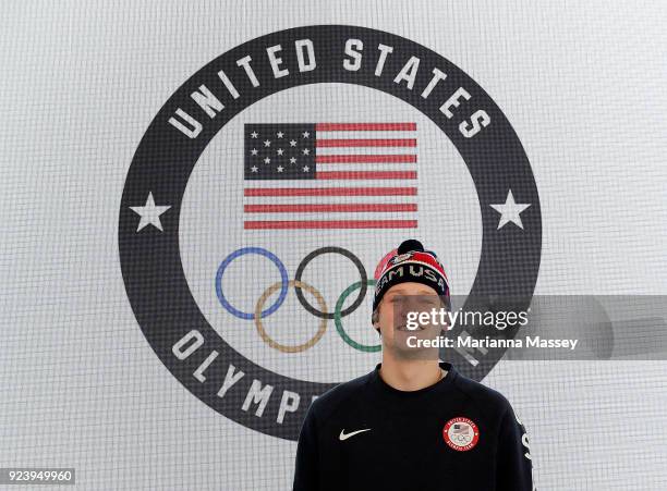 United States silver medalist in Snowboard Big Air Kyle Mack on February 25, 2018 in Pyeongchang-gun, South Korea.