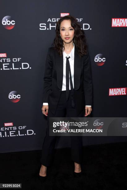 Producer Maurissa Tancharoen attends Marvel's Agents of S.H.I.E.L.D. 100th Episode Celebration in Hollywood, California, on February 24, 2018. / AFP...