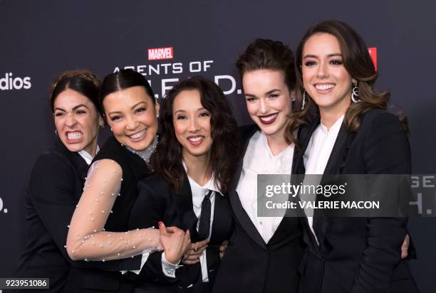 Actresses Natalia Cordova-Buckley, Ming-Na Wen, producer Maurissa Tancharoen, actresses Elizabeth Henstridge and Chloe Bennet attend Marvels Agents...