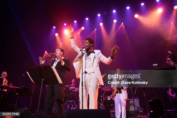 Stephen Colbert and Jon Batiste perform at the Montclair Film 70s Mixtape Party with the Losers Lounge at The Wellmont Theatre on February 24, 2018...