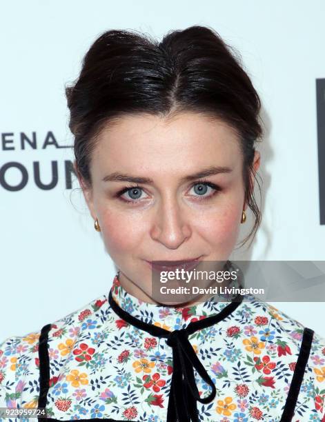 Actress Caterina Scorsone attends the premiere of Indie Rights' "Confessions of a Teenage Jesus Jerk" at Arena Cinelounge on February 24, 2018 in...