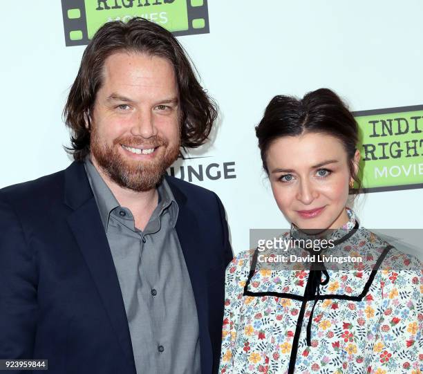 Actor Rob Giles and wife actress Caterina Scorsone attend the premiere of Indie Rights' "Confessions of a Teenage Jesus Jerk" at Arena Cinelounge on...