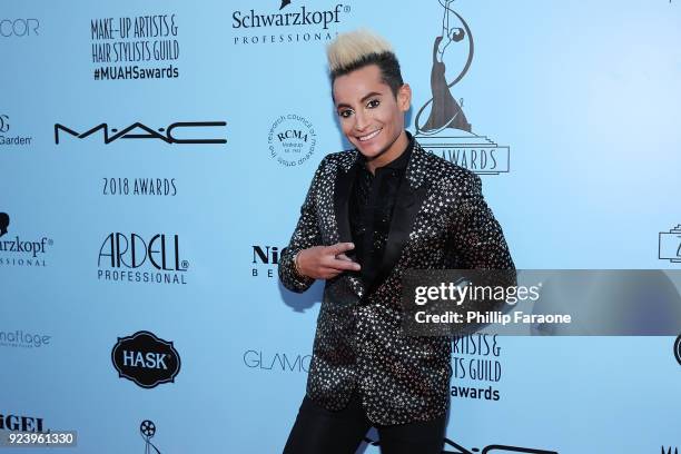 Frankie Grande attends the 2018 Make-Up Artists and Hair Stylists Guild Awards at The Novo by Microsoft on February 24, 2018 in Los Angeles,...