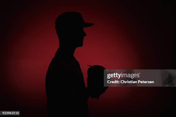 Pitcher Brad Boxberger of the Arizona Diamondbacks poses for a portrait during photo day at Salt River Fields at Talking Stick on February 20, 2018...