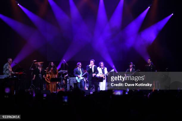 Stephen Colbert performs at the Montclair Film 70s Mixtape Party with the Losers Lounge at The Wellmont Theatre on February 24, 2018 in Montclair,...