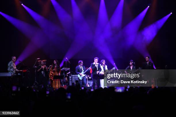 Stephen Colbert performs at the Montclair Film 70s Mixtape Party with the Losers Lounge at The Wellmont Theatre on February 24, 2018 in Montclair,...