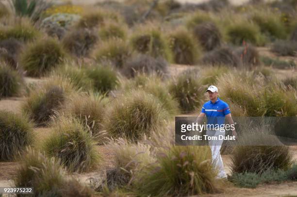 David Horsey of England walks down the 5th hole during the final round of the Commercial Bank Qatar Masters at Doha Golf Club on February 25, 2018 in...