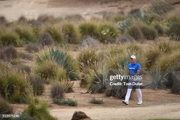 David Horsey of England walks down the 5th hole during the final round of the Commercial Bank Qatar Masters at Doha Golf Club on February 25, 2018 in...