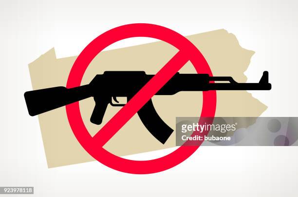 ilustrações de stock, clip art, desenhos animados e ícones de pennsylvania no gun violence vector poster - ak 47