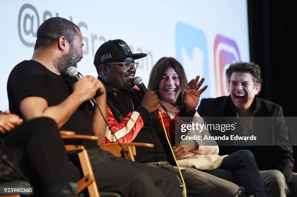 Writer and director Jordan Peele, comedian LilRel Howery, actress Catherine Keener and producer Jason Blum attend the Aero Theatre's special...