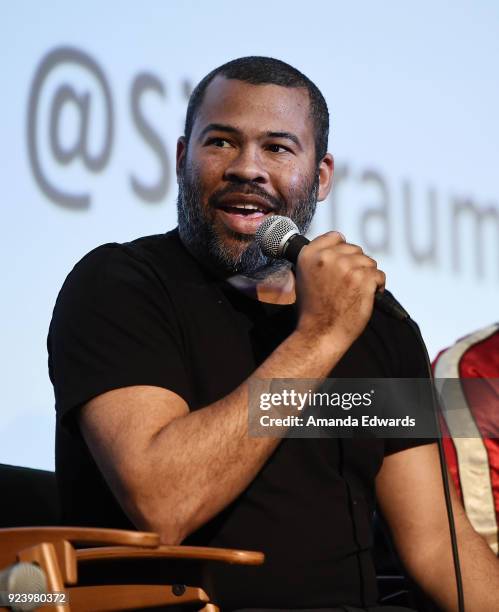 Writer and director Jordan Peele attends the Aero Theatre's special screening and Q&A of "Get Out" at the Aero Theatre on February 24, 2018 in Santa...