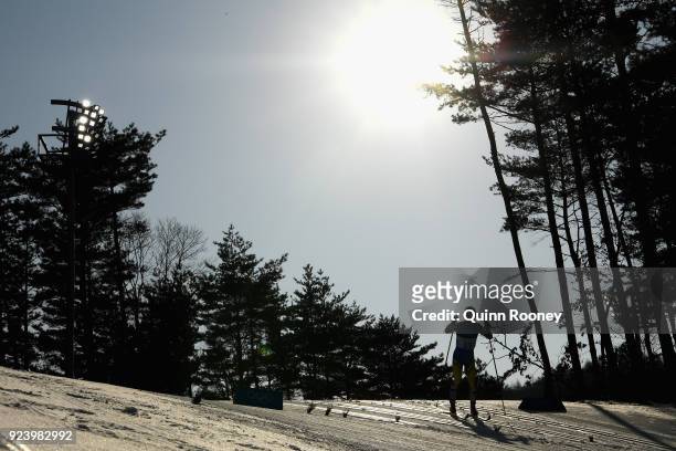 Tetiana Antypenko of Ukraine competes during the Ladies' 30km Mass Start Classic on day sixteen of the PyeongChang 2018 Winter Olympic Games at...