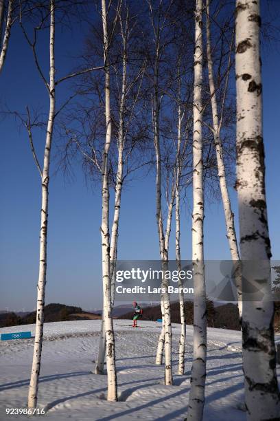 Polina Seronosova of Belarus competes during the Ladies' 30km Mass Start Classic on day sixteen of the PyeongChang 2018 Winter Olympic Games at...