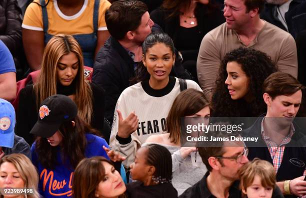 Chanel Iman attends the New York Knicks vs Boston Celtics game at Madison Square Garden on February 24, 2018 in New York City.