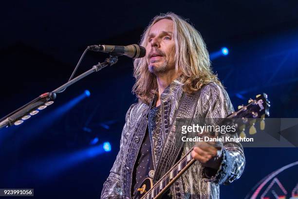 Musician Tommy Shaw of Styx performs on stage at Pala Casino Resort and Spa on February 24, 2018 in Pala, California.