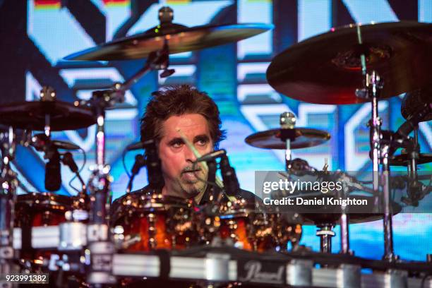 Musician Todd Sucherman of Styx performs on stage at Pala Casino Resort and Spa on February 24, 2018 in Pala, California.