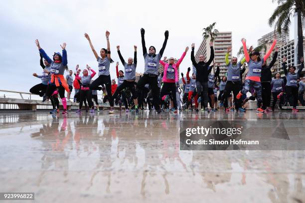 Runners warm up before the Laureus Sport for Good Run prior to the 2018 Laureus World Sports Awards on February 25, 2018 in Monaco, Monaco.