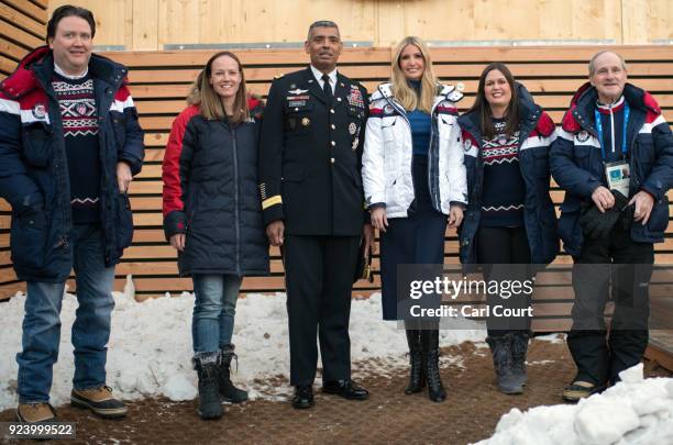 Ivanka Trump poses for a photograph with White House Press Secretary Sarah Huckabee Sanders ; General Vincent K. Brooks, commander of United States...