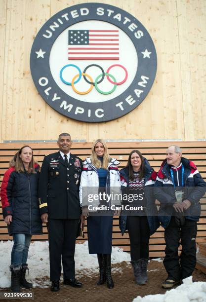 Ivanka Trump poses for a photograph with White House Press Secretary Sarah Huckabee Sanders ; General Vincent K. Brooks, commander of United States...