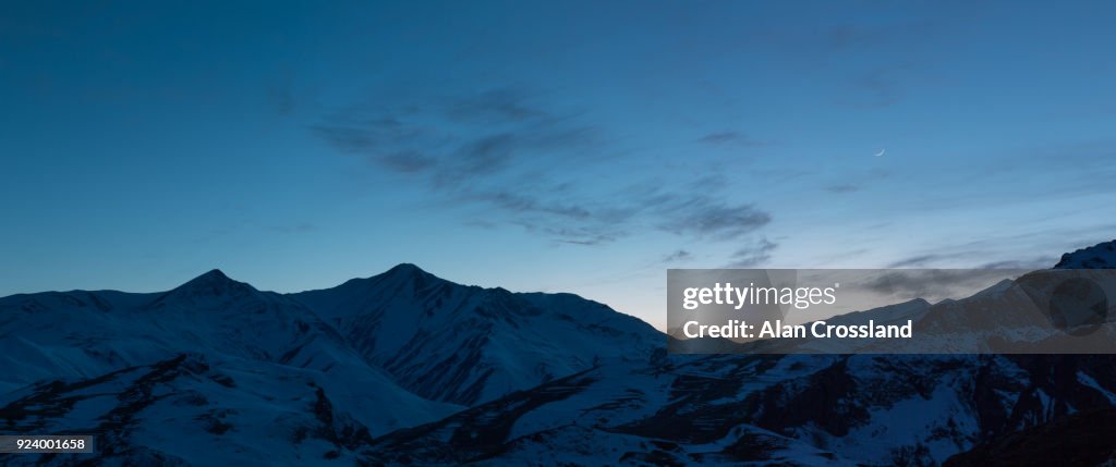 Caucusus mountains moonset