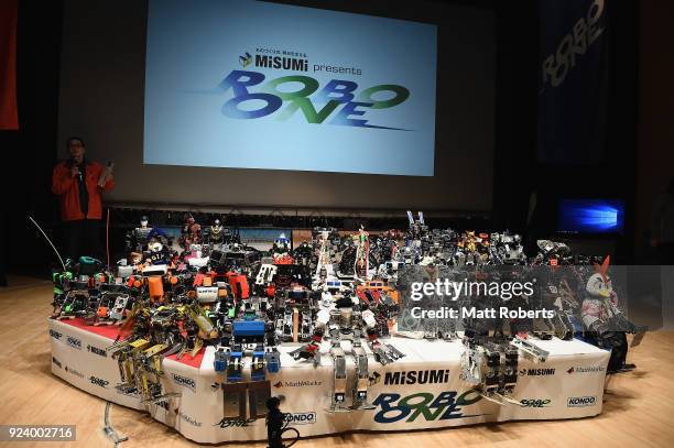 General view during the 32nd ROBO-ONE tournament on February 25, 2018 in Tokyo, Japan. According to the organizer, the ROBO-ONE, held by the Biped...