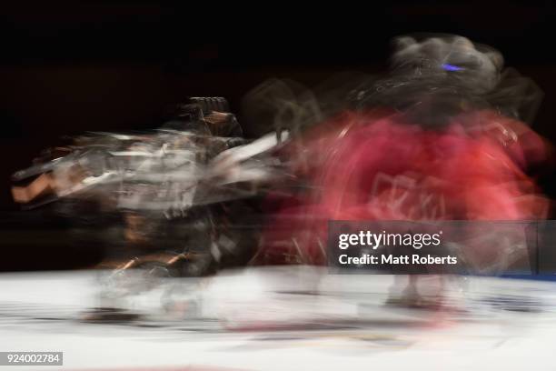 Robots fight during the 32nd ROBO-ONE tournament on February 25, 2018 in Tokyo, Japan. According to the organizer, the ROBO-ONE, held by the Biped...