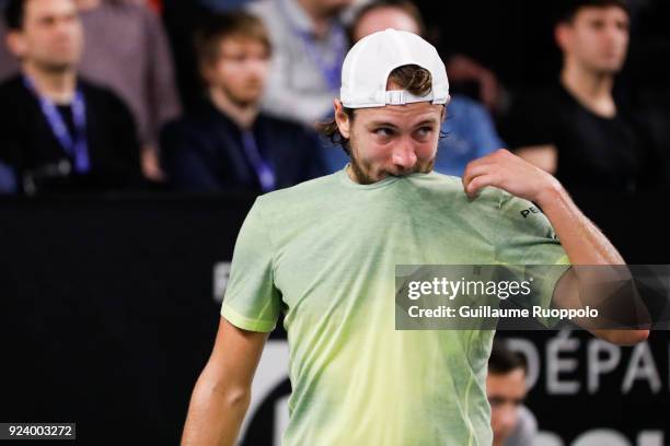 Lucas Pouille during the Open 13 Marseille 1/2 final during semi final of Tennis Open 13 on February 24, 2018 in Marseille, France.