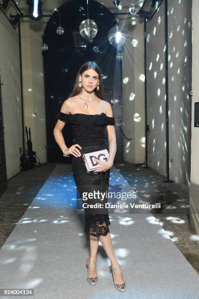 Sabrina Percy attends the Dolce & Gabbana Secret & Diamond show during Milan Fashion Week Fall/Winter 2018/19 on February 24, 2018 in Milan, Italy.