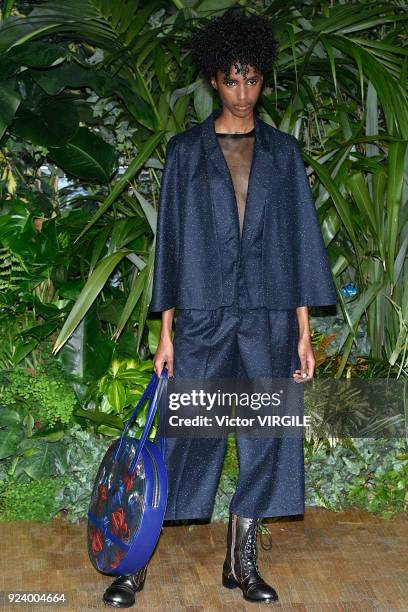 Model walks the runway at the Vionnet Ready to Wear Fall/Winter 2018-2019 fashion show during Milan Fashion Week Fall/Winter 2018/19 on February 23,...