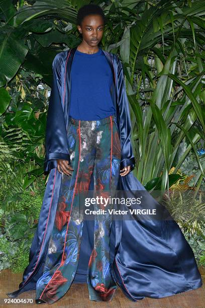 Model walks the runway at the Vionnet Ready to Wear Fall/Winter 2018-2019 fashion show during Milan Fashion Week Fall/Winter 2018/19 on February 23,...