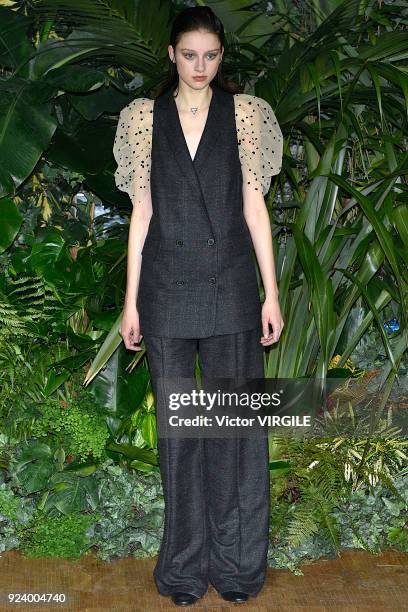 Model walks the runway at the Vionnet Ready to Wear Fall/Winter 2018-2019 fashion show during Milan Fashion Week Fall/Winter 2018/19 on February 23,...