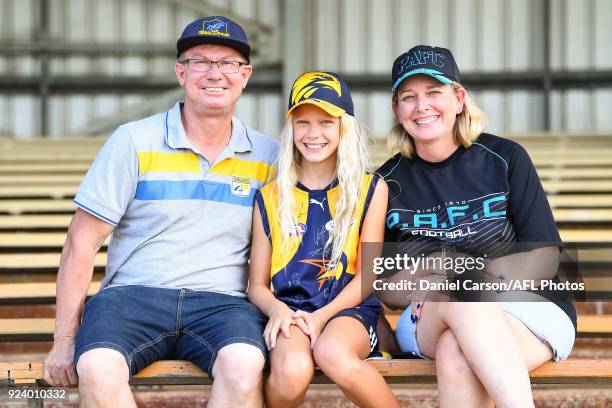 Port and West Coast fans show their support during the AFL 2018 JLT Community Series match between the West Coast Eagles and the Port Adelaide Power...