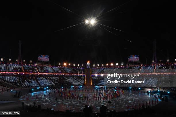 The Parade of Athletes begins during the Closing Ceremony of the PyeongChang 2018 Winter Olympic Games at PyeongChang Olympic Stadium on February 25,...