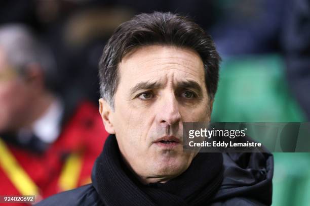 Christophe Pelissier, Headcoach of Amiens during the Ligue 1 match between Nantes and Amiens SC at Stade de la Beaujoire on February 24, 2018 in...