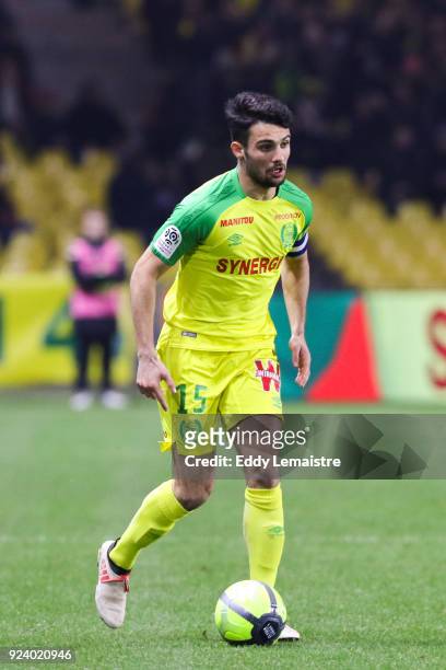 Leo Dubois of Nantes during the Ligue 1 match between Nantes and Amiens SC at Stade de la Beaujoire on February 24, 2018 in Nantes, .