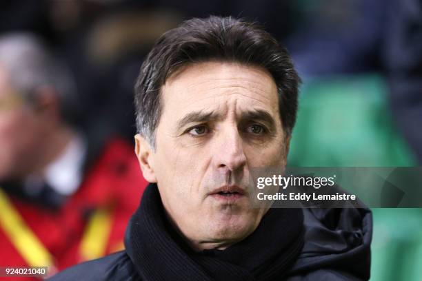Christophe Pelissier, Headcoach of Amiens during the Ligue 1 match between Nantes and Amiens SC at Stade de la Beaujoire on February 24, 2018 in...
