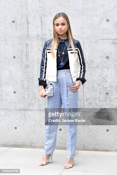 Amelia Windsor attends the Emporio Armani show during Milan Fashion Week Fall/Winter 2018/19 on February 25, 2018 in Milan, Italy.