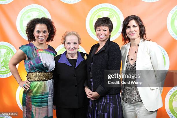 Amy Holmes, Madeline Albright, Valerie Jarrett and Claire Shipman backstage at The 2009 Women's Conference at Long Beach Convention Center on October...