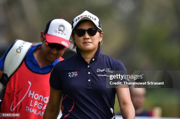 Misuzu Narita of Japan looks on during the Honda LPGA Thailand at Siam Country Club on February 25, 2018 in Chonburi, Thailand.