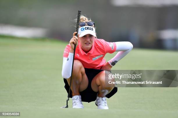 Nelly Korda of United States looks on green during the Honda LPGA Thailand at Siam Country Club on February 25, 2018 in Chonburi, Thailand.