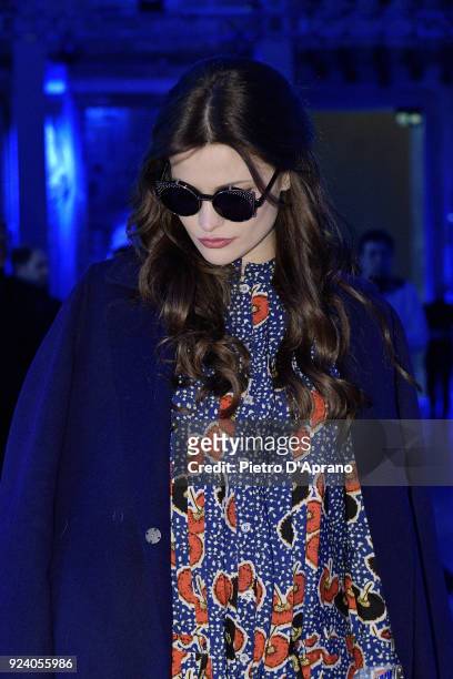Giulia Elettra Gorietti attends the Stella Jean show during Milan Fashion Week Fall/Winter 2018/19 on February 25, 2018 in Milan, Italy.