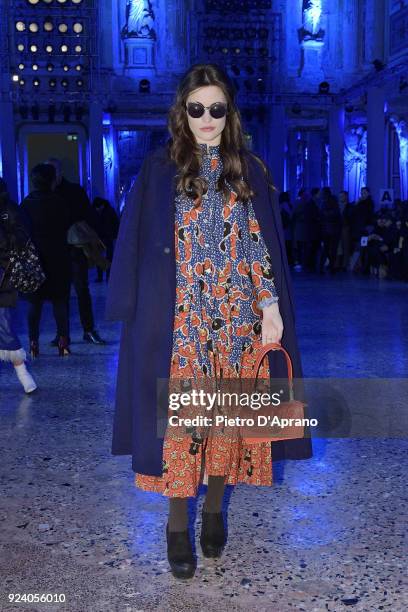 Giulia Elettra Gorietti attends the Stella Jean show during Milan Fashion Week Fall/Winter 2018/19 on February 25, 2018 in Milan, Italy.