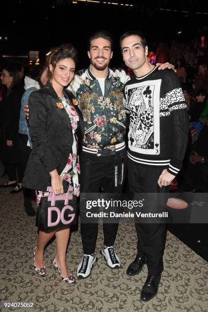 Eleonora Brunacci , Mariano Di Vaio and Mohammed Al Turki attend the Dolce & Gabbana show during Milan Fashion Week Fall/Winter 2018/19 on February...