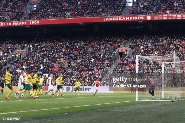 Tyronne Ebuehi of ADO Den Haag, Dani de Wit of Ajax, Mateo Cassierra of Ajax, Danny Bakker of ADO Den Haag, Bjorn Johnsen of ADO Den Haag, Abdenasser...